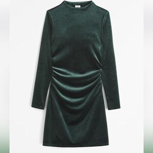 Abercrombie & Fitch Paloma Dark Green Long Sleeve Velvet Dress • M • NWT